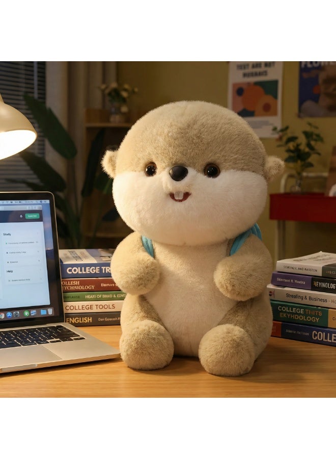 30cm Cute Otter Plush Toy with Blue Fish Backpack - Soft Stuffed Animal for Kids - Image 5